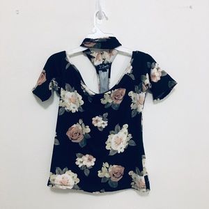 Floral, black, fancy, shirt, blouse, one piece